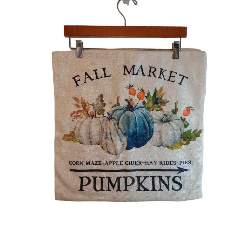 Fall Pillow Covers Set of 4 Hello Fall Market Pumpkin Spice Patch 17X17
